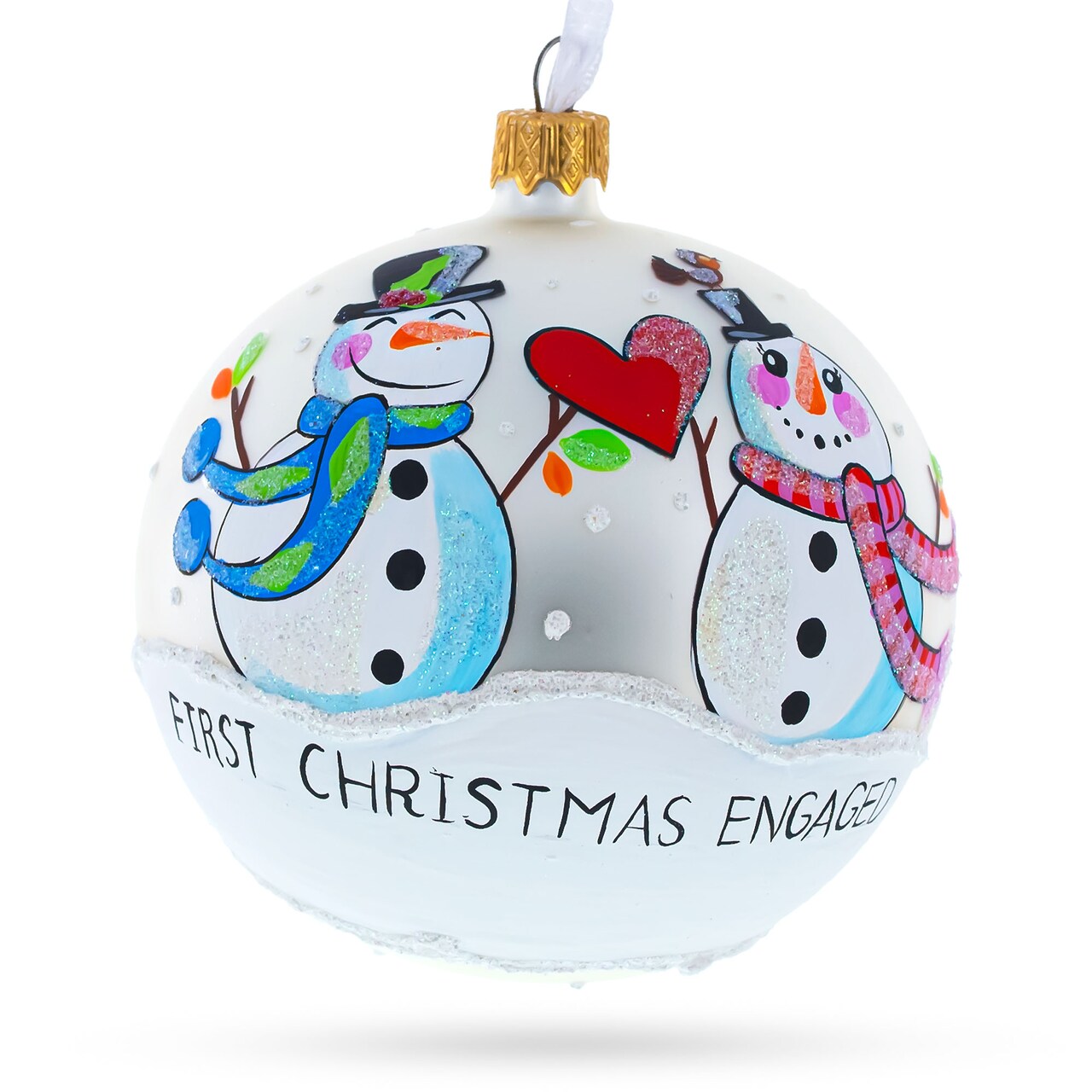 A Winter Romance Glass Ball 'Our First Christmas' Ornament 4 Inches